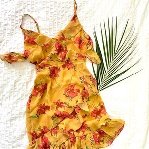 Missguided Cold Shoulder Floral & Polka Dot Dress